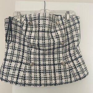 Black & White Tweed Double-Breasted Bustier